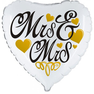 Mrs & Mrs Folieballon Hart wit, 46 cm Mrs & Mrs Folieballon Hart wit, 46 cm