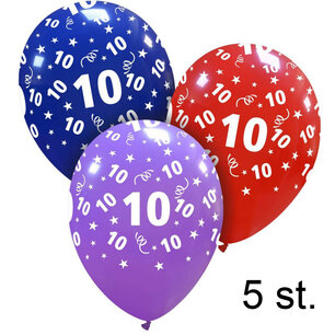 10 jaar ballonnen (helium), 5 stuks, 30cm 10 jaar ballonnen (helium), 5 stuks, 30cm
