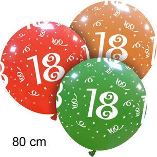 18 jaar XL ballon, 80 cm, per stuk 18 jaar XL ballon, 80 cm, per stuk