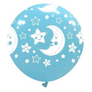 Moon & Stars lichtblauw XL Ballon, 80cm Moon & Stars lichtblauw XL Ballon, 80cm