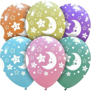 Moon and Stars ballonnen, 6 stuks, 30cm Moon and Stars ballonnen, 6 stuks, 30cm