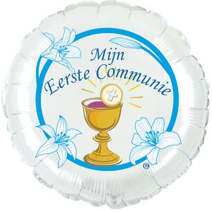 Eerste Communie Folieballon blauw, 45 cm Eerste Communie Folieballon blauw, 45 cm