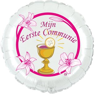 Eerste Communie Folieballon roze, 45 cm Eerste Communie Folieballon roze, 45 cm