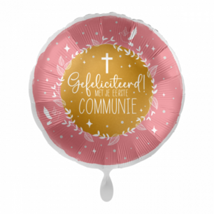 Eerste Communie Gefeliciteerd Folieballon roze, 43 cm Eerste Communie Gefeliciteerd Folieballon roze, 43 cm