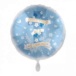 Eerste Communie Gefeliciteerd Folieballon blauw, 43 cm Eerste Communie Gefeliciteerd Folieballon blauw, 43 cm