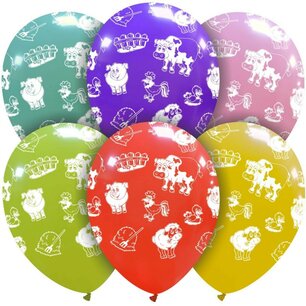 Boerderij dieren ballonnen, 6 stuks, 30cm Boerderij dieren ballonnen, 6 stuks, 30cm