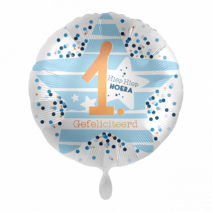 1 jaar Hoera Folieballon blauw, 43 cm 1 jaar Hoera Folieballon blauw, 43 cm