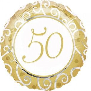 50 jaar goud Folieballon, 43 cm 50 jaar goud Folieballon, 43 cm