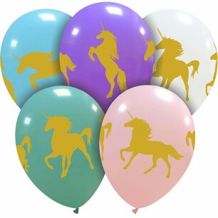 Unicorn gold Ballonnen, 5 st., 30cm Unicorn gold Ballonnen, 5 st., 30cm