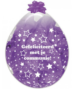Communie sterren stuffer ballon, transparant, 45 cm Communie sterren stuffer ballon, transparant, 45 cm