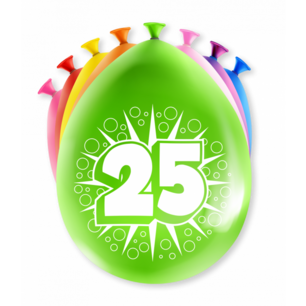 25 jaar, Ballonnen, 8 stuks, 30 cm 25 jaar, Ballonnen, 8 stuks, 30 cm