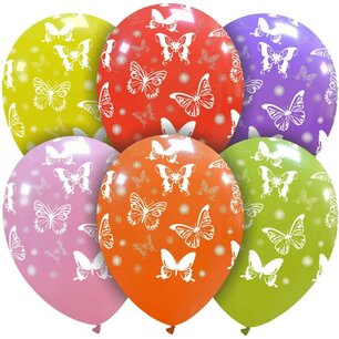 Vlinders ballonnen, 6 stuks, 30cm Vlinders ballonnen, 6 stuks, 30cm