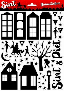 Sint & Piet Raamsticker statisch, A4 Sint & Piet Raamsticker statisch, A4