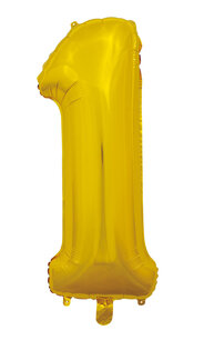 Folie Ballon Cijfer 1 Goud, 66 cm Folie Ballon Cijfer 1 Goud, 66 cm