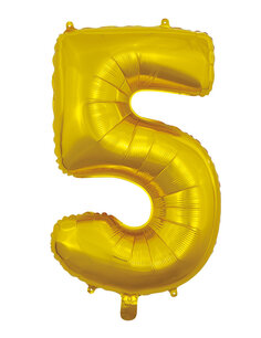 Folie Ballon Cijfer 5 Goud, 66 cm Folie Ballon Cijfer 5 Goud, 66 cm