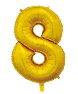 Folie Ballon Cijfer 8 Goud, 66 cm Folie Ballon Cijfer 8 Goud, 66 cm