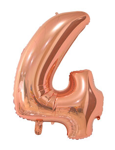 Folie Ballon Cijfer 4 Rose Gold, 66 cm Folie Ballon Cijfer 4 Rose Gold, 66 cm