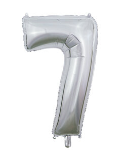 Folie Ballon Cijfer 7 Zilver, 66 cm Folie Ballon Cijfer 7 Zilver, 66 cm