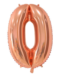 Folie Ballon Cijfer 0 Rose Gold, 66 cm Folie Ballon Cijfer 0 Rose Gold, 66 cm