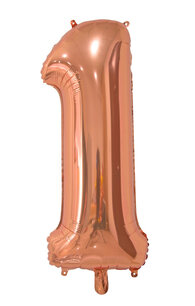 Folie Ballon Cijfer 1 Rose Gold, 66 cm Folie Ballon Cijfer 1 Rose Gold, 66 cm