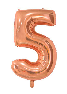 Folie Ballon Cijfer 5 Rose Gold, 66 cm Folie Ballon Cijfer 5 Rose Gold, 66 cm