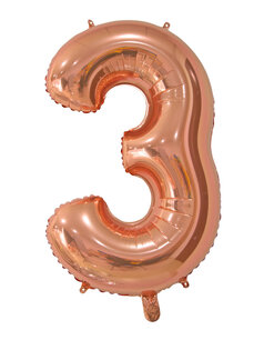 Folie Ballon Cijfer 3 Rose Gold, 66 cm Folie Ballon Cijfer 3 Rose Gold, 66 cm