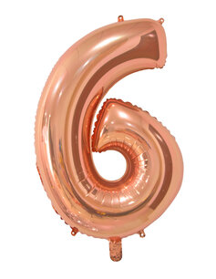 Folie Ballon Cijfer 6 Rose Gold, 66 cm Folie Ballon Cijfer 6 Rose Gold, 66 cm