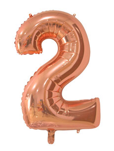 Folie Ballon Cijfer 2 Rose Gold, 66 cm Folie Ballon Cijfer 2 Rose Gold, 66 cm