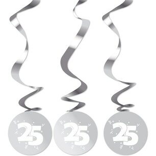25 zilver swirl deco, 3 stuks 25 zilver swirl deco, 3 stuks