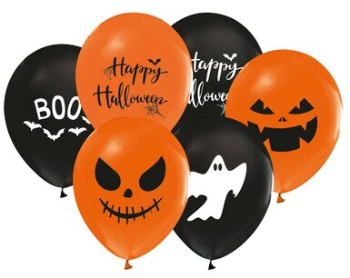 Halloween ballonnen zwart/oranje, 8 stuks Halloween ballonnen zwart/oranje, 8 stuks