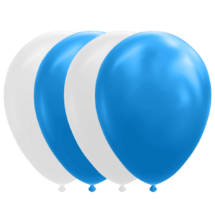 Blauw-Wit ballonnen, 10 stuks, 30cm Blauw-Wit ballonnen, 10 stuks, 30cm
