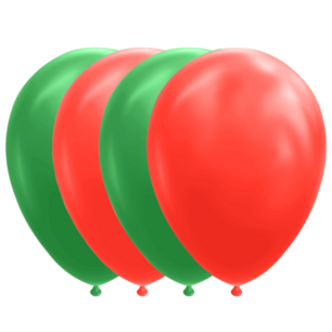 Rood-Groen ballonnen, 10 stuks, 30cm Rood-Groen ballonnen, 10 stuks, 30cm