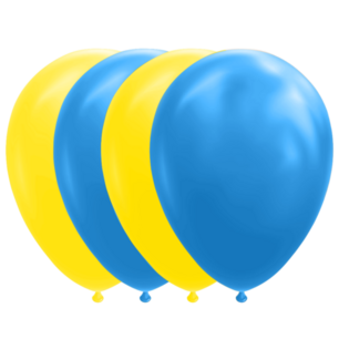 Blauw-Geel ballonnen, 10 stuks, 30cm Blauw-Geel ballonnen, 10 stuks, 30cm