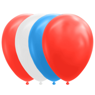 Rood-Wit-Blauw ballonnen, 10 stuks, 30cm Rood-Wit-Blauw ballonnen, 10 stuks, 30cm