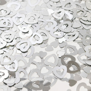 Hartjes zilver sierconfetti / Tafeldecoratie, 14 gram Hartjes zilver sierconfetti / Tafeldecoratie, 14 gram