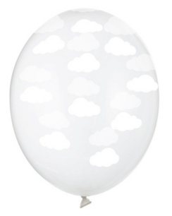 Transparant met wolkjes Ballon, 30cm Transparant met wolkjes Ballon, 30cm