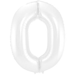 Folie Ballon Cijfer 0 Mat Wit, 86 cm Folie Ballon Cijfer 0 Mat Wit, 86 cm