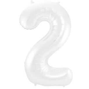 Folie Ballon Cijfer 2 Mat Wit, 86 cm Folie Ballon Cijfer 2 Mat Wit, 86 cm