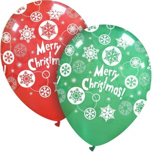 Merry Christmas Snow ballonnen, 6 stuks, 30cm Merry Christmas Snow ballonnen, 6 stuks, 30cm