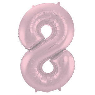 Folie Ballon Cijfer 8 Pastel Roze, 86 cm Folie Ballon Cijfer 8 Pastel Roze, 86 cm