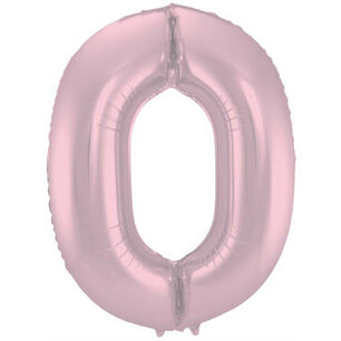 Folie Ballon Cijfer 0 Pastel Roze, 86 cm Folie Ballon Cijfer 0 Pastel Roze, 86 cm