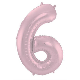 Folie Ballon Cijfer 6 Pastel Roze, 86 cm Folie Ballon Cijfer 6 Pastel Roze, 86 cm