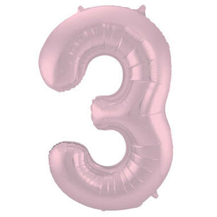 Folie Ballon Cijfer 3 Pastel Roze, 86 cm Folie Ballon Cijfer 3 Pastel Roze, 86 cm