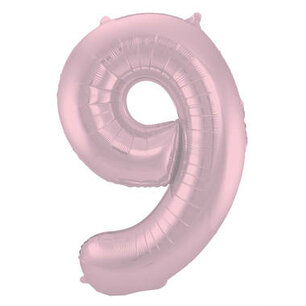 Folie Ballon Cijfer 9 Pastel Roze, 86 cm Folie Ballon Cijfer 9 Pastel Roze, 86 cm