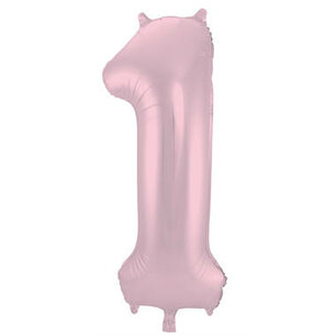 Folie Ballon Cijfer 1 Pastel Roze, 86 cm Folie Ballon Cijfer 1 Pastel Roze, 86 cm