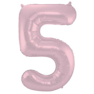 Folie Ballon Cijfer 5 Pastel Roze, 86 cm Folie Ballon Cijfer 5 Pastel Roze, 86 cm