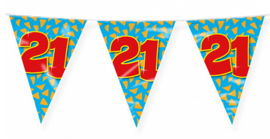 21 jaar, Vlaggenlijn Happy Party, 10 meter 21 jaar, Vlaggenlijn Happy Party, 10 meter