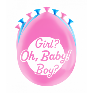 Gender reveal ballonnen Oh Baby roze/blauw, 30 cm, 8 stuks Gender reveal ballonnen Oh Baby roze/blauw, 30 cm, 8 stuks