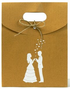 Bruidspaar XL cadeau tasje, kraft, papier, 19x24 cm Bruidspaar XL cadeau tasje, kraft, papier, 19x24 cm