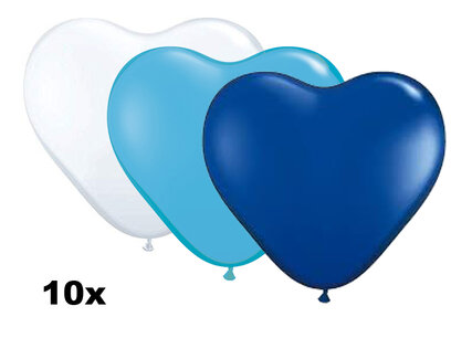 Mix Blauw-Wit Hart Ballonnen, 10 stuks (25cm) Mix Blauw-Wit Hart Ballonnen, 10 stuks (25cm)